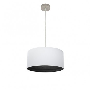 Distribuidor - Lâmpadas Diversas | Colgantes Moderno | COLGANTE TATIANA 1XE27 NIQUEL/BLANCO-MAD.NEGRA REGX40X40 CM Ref: 189194009